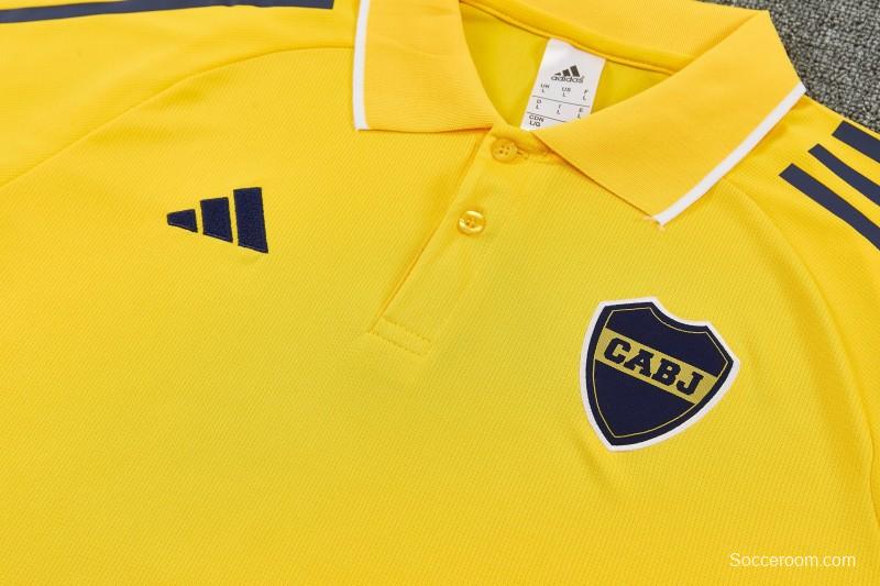 26/27 Boca Yellow Polo Training Shirt + Long Pants Tracksuit