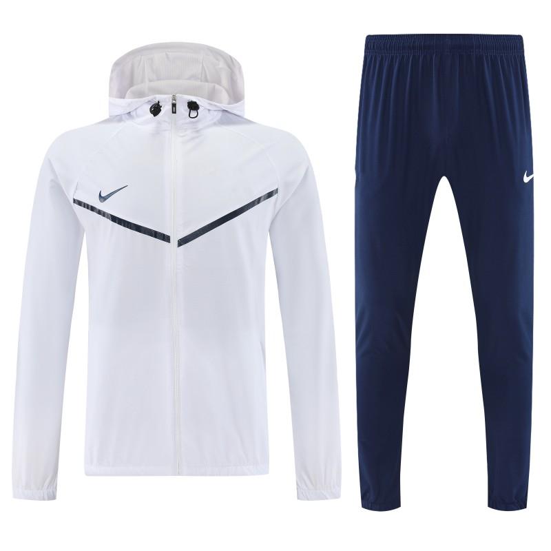 26/27 Nike White Full Zipper Hooded Jacket Tracksuit +Black Long Pants