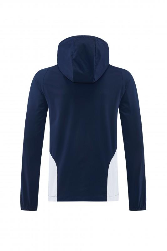 26/27 Real Madrid Navy Blue Full Zipper Hooded Windbreaker Tracksuit + Long Pants