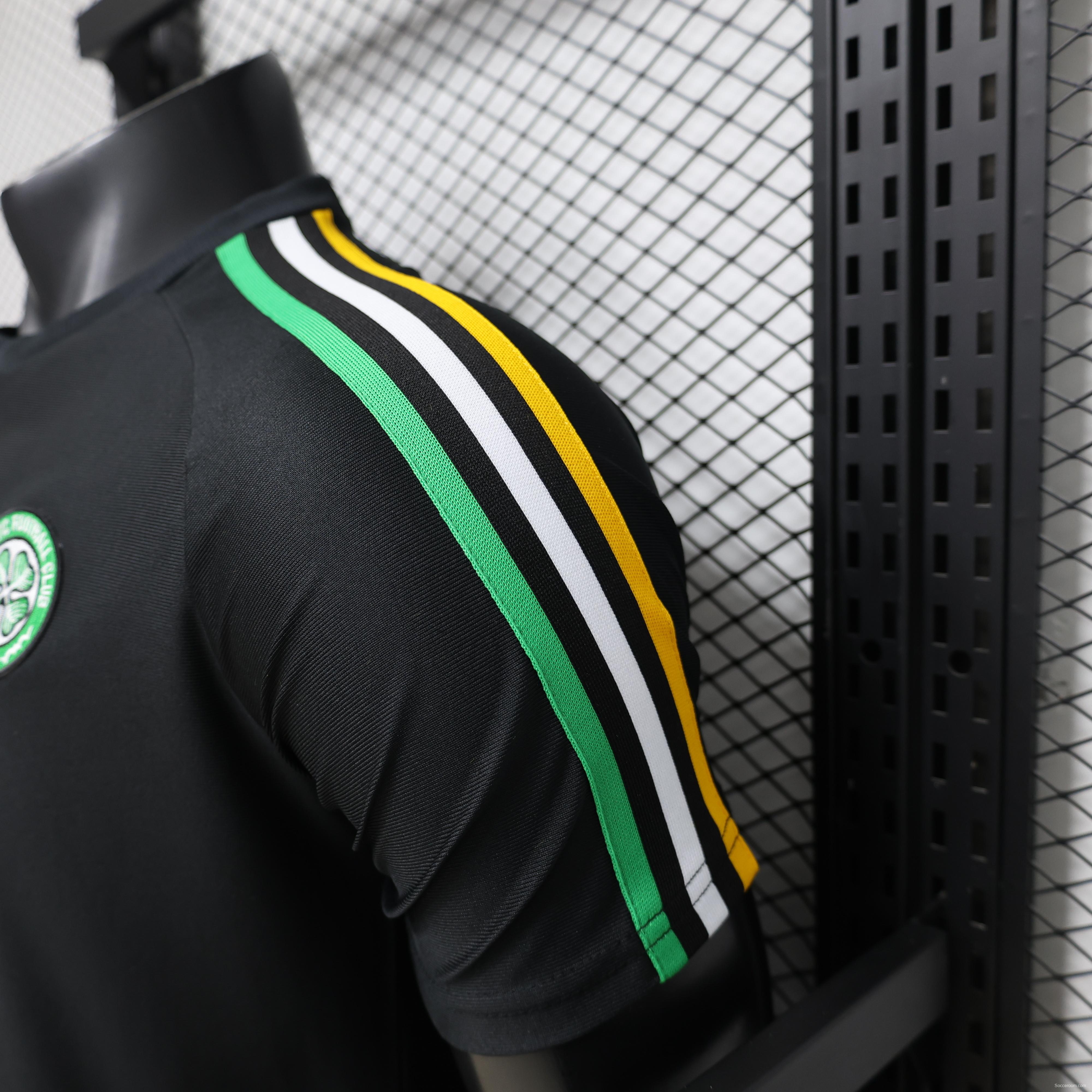 Player Version 26/27 Celtic Black with Asymmetric Yellow & Green Stripe Jersey