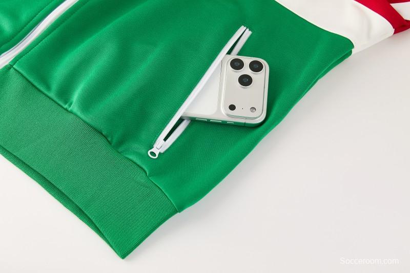 2026/27 Mexico  Green & Red Retro Full Zipper Jacket Tracksuit + Long Pants (Adidas Originals)