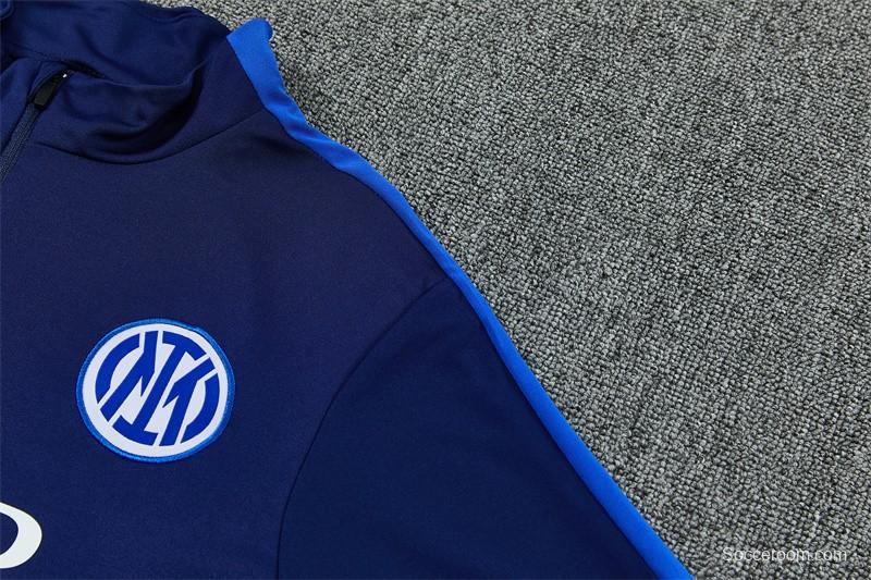 2026 Inter Milan Dark Navy Blue Half Zipper Jacket Tracksuit + Long Pants