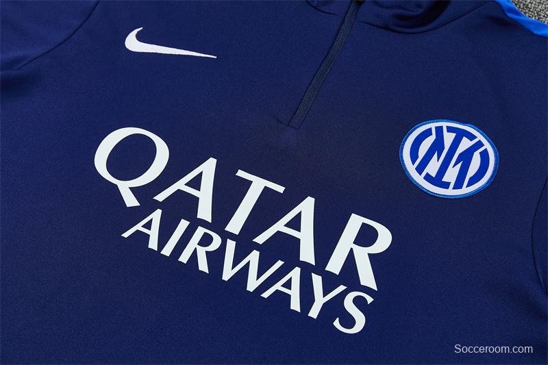 2026 Inter Milan Dark Navy Blue Half Zipper Jacket Tracksuit + Long Pants