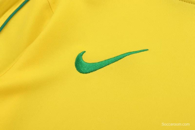 Retro Kids 1998 Brazil Home Long Sleeve Jersey