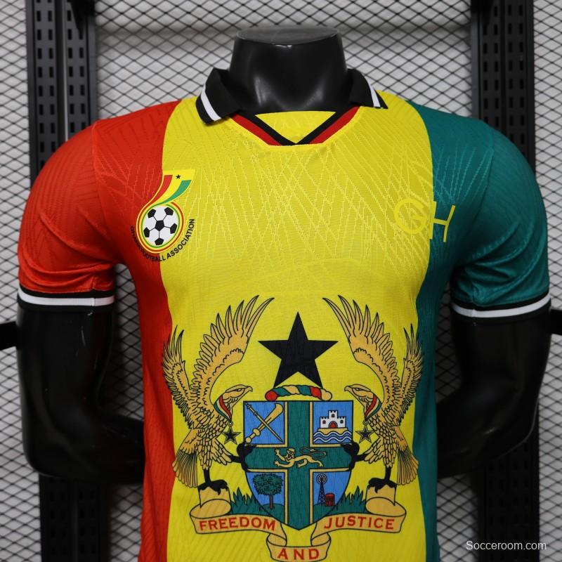 Player Version 2026 Ghana Special Edition Yellow Red Green with National Coat of Arms & Flag Jersey