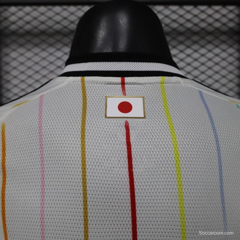 Player Version 2026 Japan Special Edition White with Rainbow  Pinstripe Long Sleeve Jersey