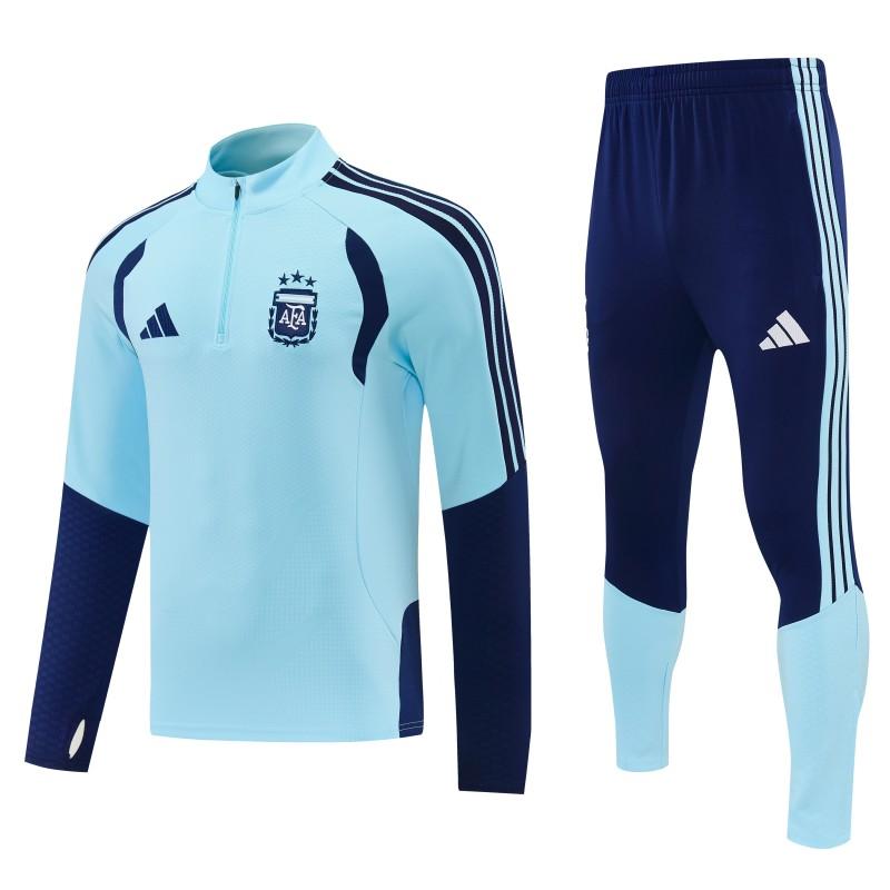 26/27 Argentina Sky Blue & Navy Blue Half Zipper Jacket Tracksuit + Long Pants