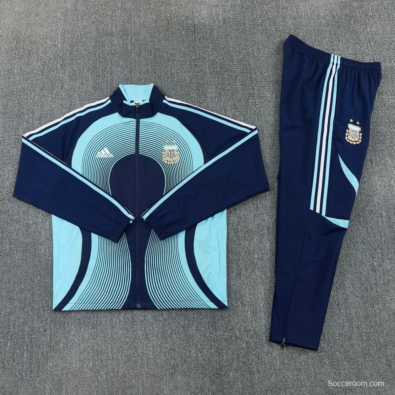 2026 Argentina Navy & Sky Blue Full Zipper Jacket Tracksuit + Long Pants
