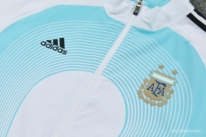 2026 Argentina White & Sky Blue Full Zipper Jacket Tracksuit + Long Pants