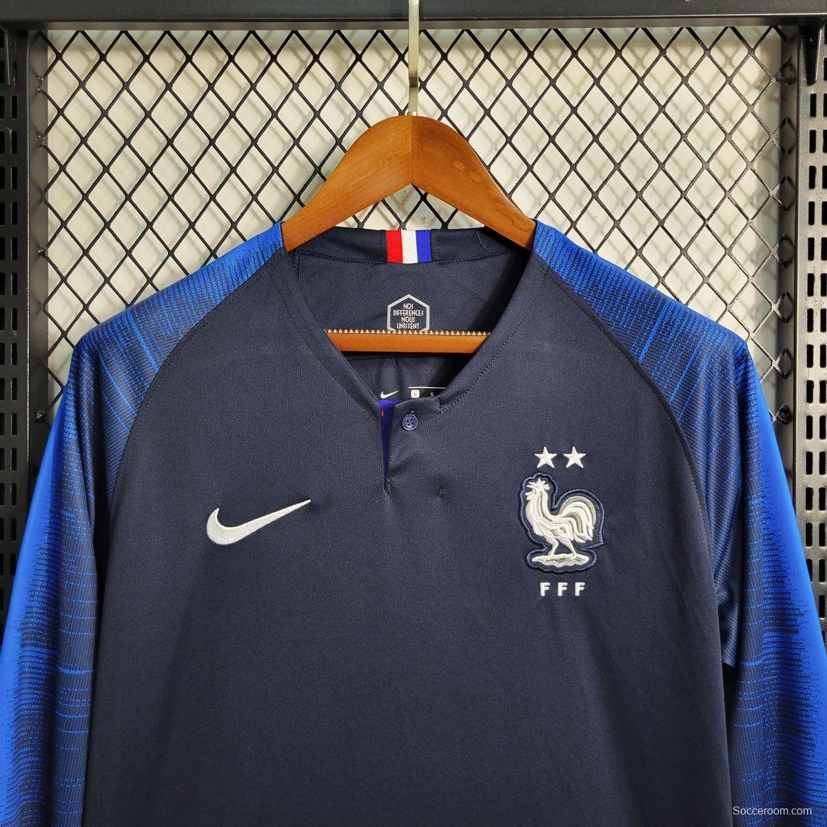 Retro 2018 France Home Long Sleeve Jersey