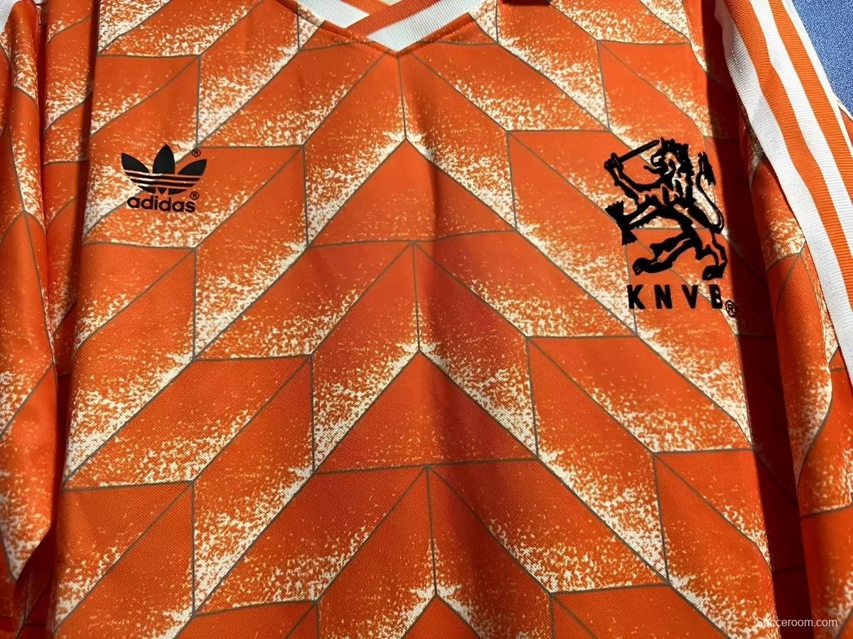 Retro 1988 Netherlands Home Long Sleeve Jersey