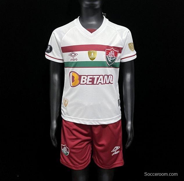 23/24 Kids Fluminense Away Jersey With Full Patch