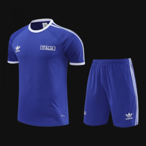 2024 Italy Blue Cotton Short Sleeve Jersey+Shorts