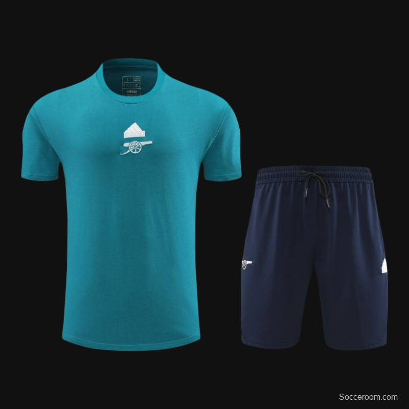 23/24 Arsenal Blue Cotton Short Sleeve Jersey+Shorts