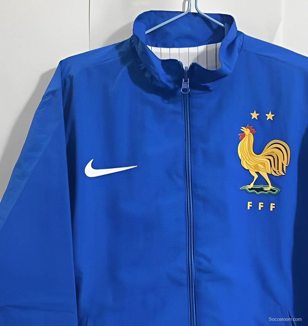 2024 France Blue/White Reversible Full Zipper Jacket