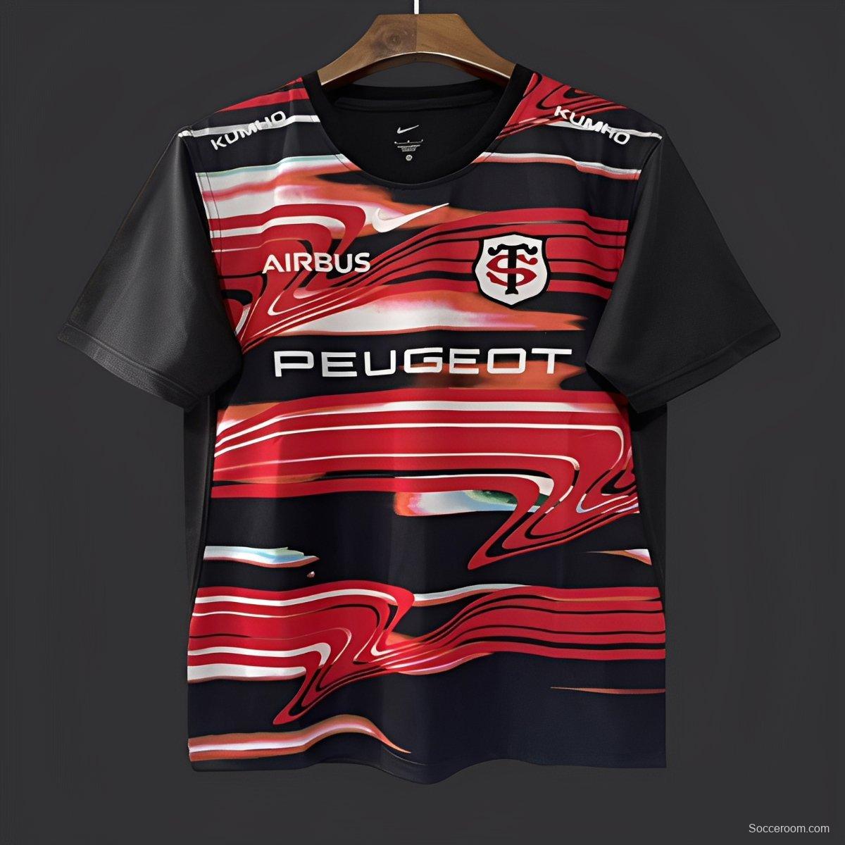 25/26 Toulouse Rugby Black with Red Lightning Stripes Jersey
