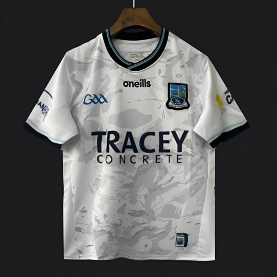 2026 Fermanagh GAA White with Grey Camouflage Pattern Jersey