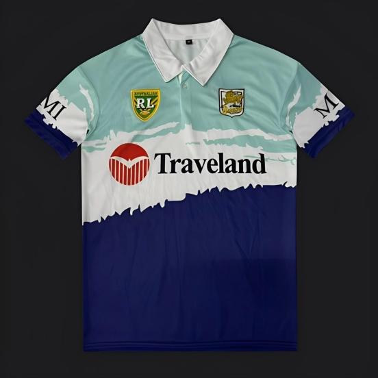 25/26 Australian Rugby League Teal White Navy with Brush Stroke Design Jersey