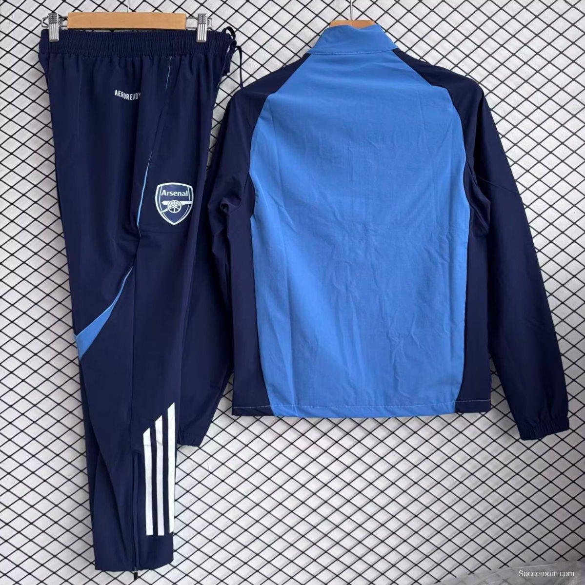 25/26 Arsenal Blue with Navy Full zipper Jacket Tracksuit+ long pants