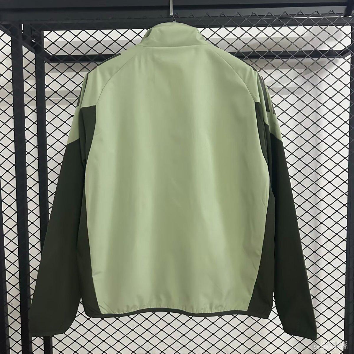 25/26 Real Madrid Light Green and Grey Full Zipper Windbreaker