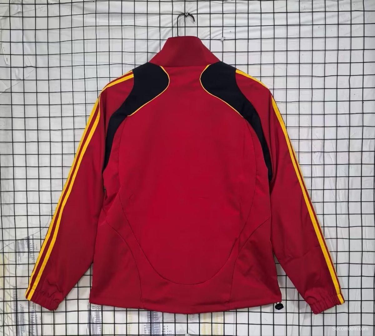 2026 Spain Vintage Adidas Red Full Zipper Windbreaker