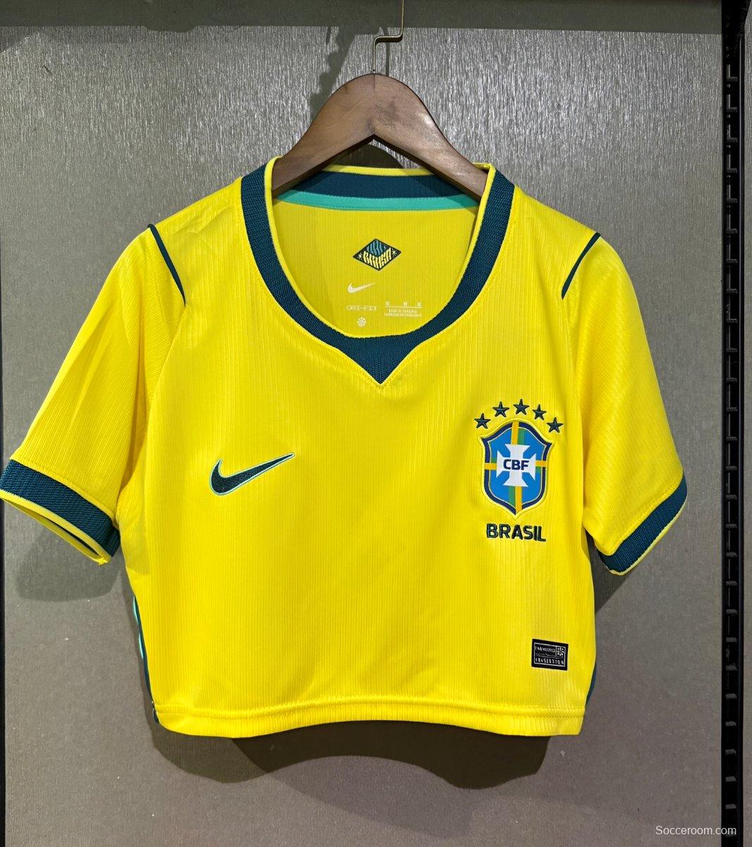 2026 Brazil Home Women Cropped Jersey