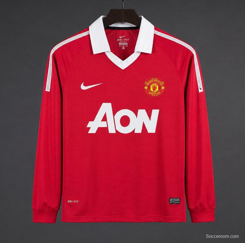 Retro 10/11 Manchester United Home Long Sleeve Jersey