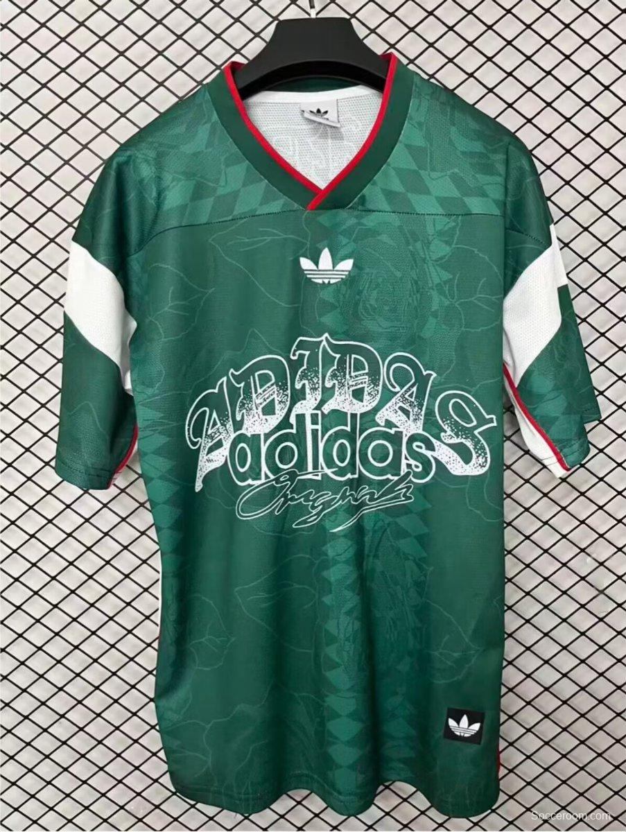 26/27 Adidas Originals Roses Mesh Green Vintage Style Jersey