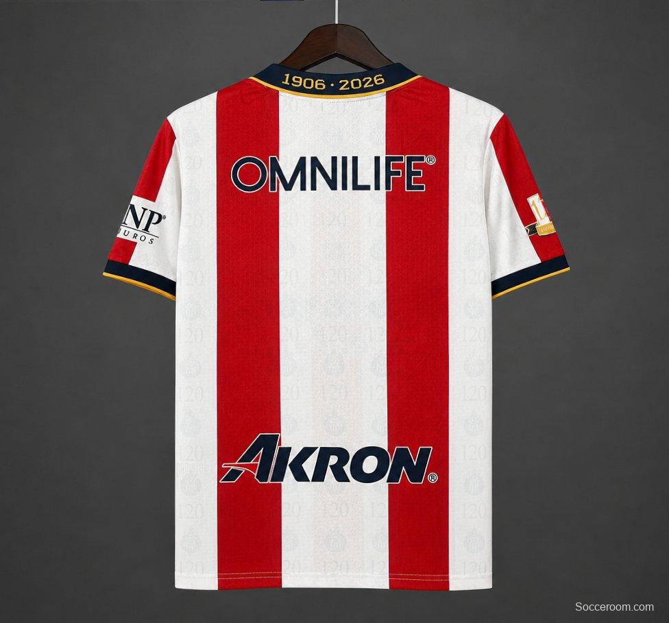 26/27 Chivas Guadalajara 120Th Anniversary Home Jersey